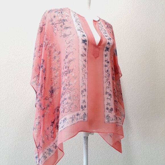 BCBG MaxAzria Sheer Poncho Blouse - Picture 1 of 12